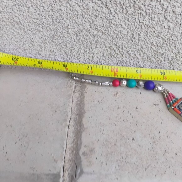 Handmade Tibetan Silver Turquoise Coral Lapis Lazuli Necklace Tribal - Picture 7 of 10